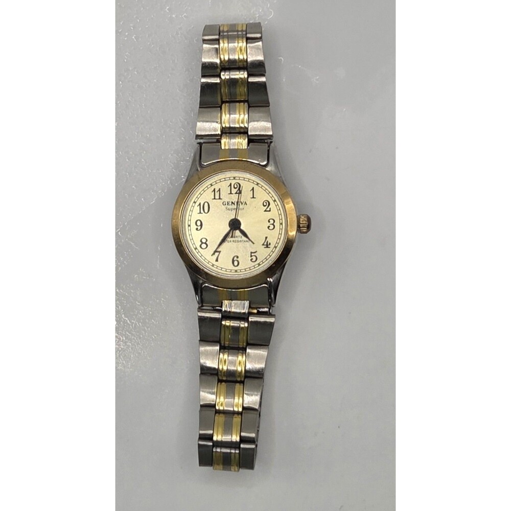 Geneva Superior Ladies Watch Two-Tone Gold/Silver Link Bracelet Untested/As-Is